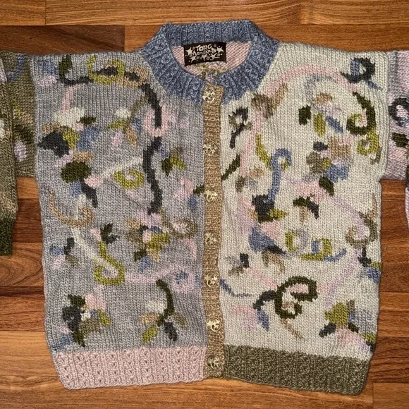 Tara Handknits Floral Cardigan Sweater | Hand Knit | Multicolor - Picture 5 of 14